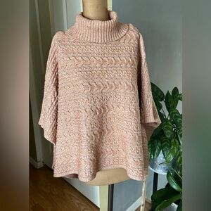 Rachel Zoe Cable knit Light Pink Poncho Sweater Soft One Size